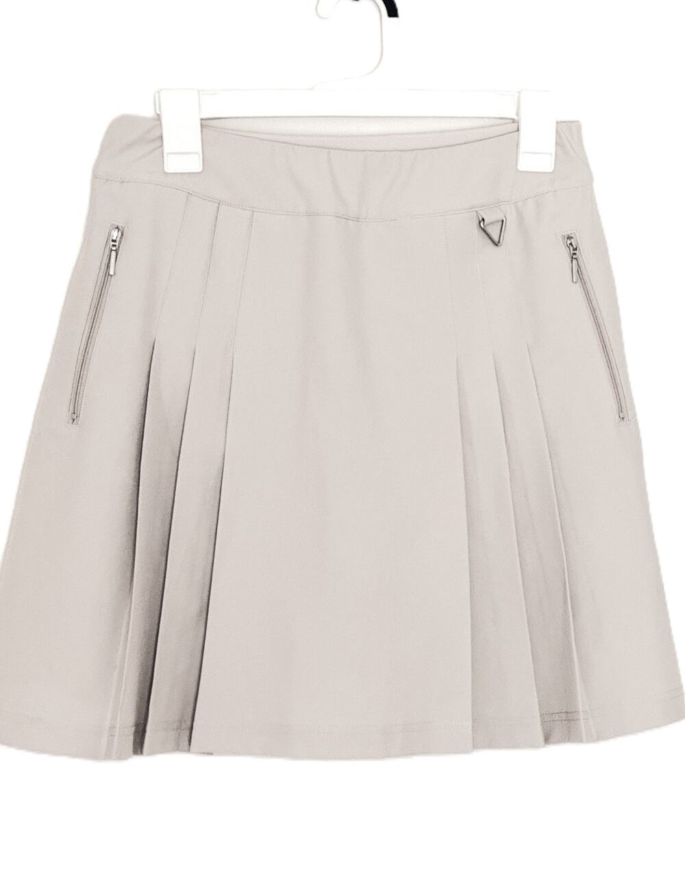 GGblue Luxe Sport Zippy Pleated Golf Skort M Ecru Beige 18" Skirt Pockets K3029
